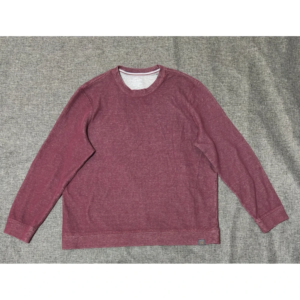 Copper & Oak Mens XL Sweatshirt Waffle Knit Burgundy Pullover